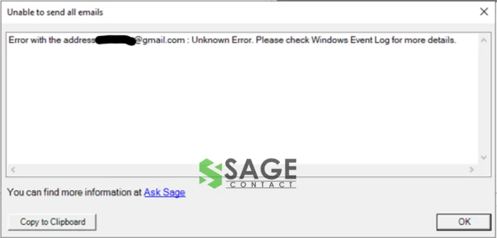 Unable To Email From Sage 50