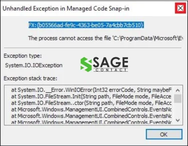 Unhandled Exception Error Appears in the Event Viewer
